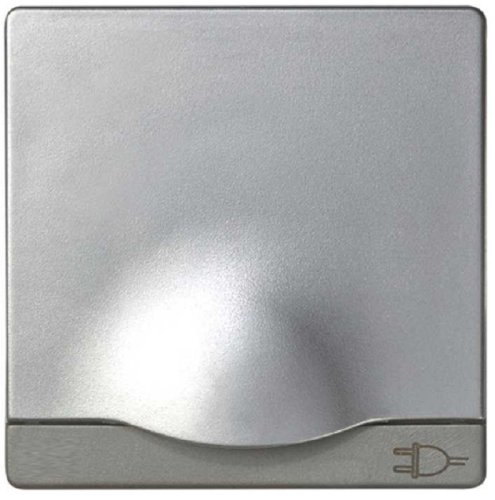 Лицевая панель Simon82 для 1-м. розетки 220В с крышкой алюминий картинка